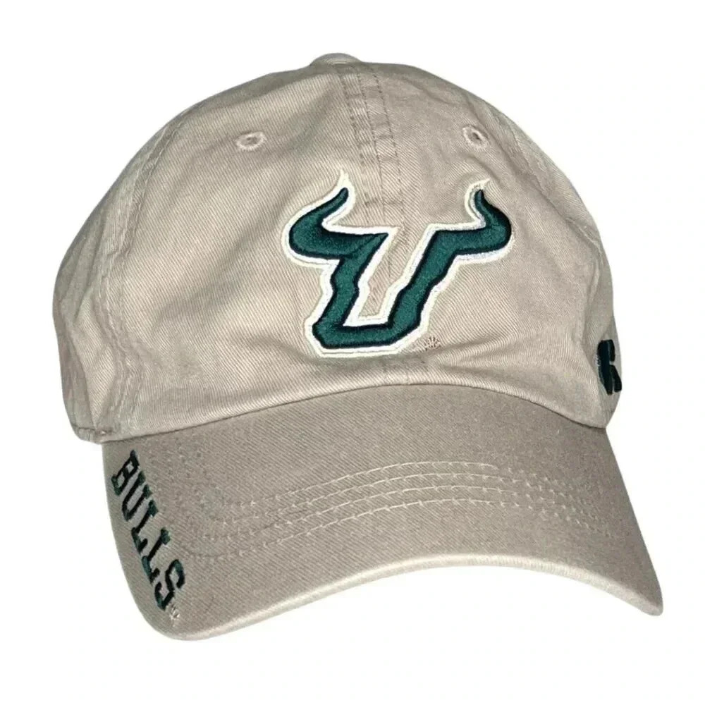 University of South Florida Bulls Adjustable Cap Tan Green Unisex